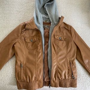 Brown Leather Jacket with Sweatshirt Insert!!!!!!